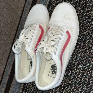 White and red vans mens 12
